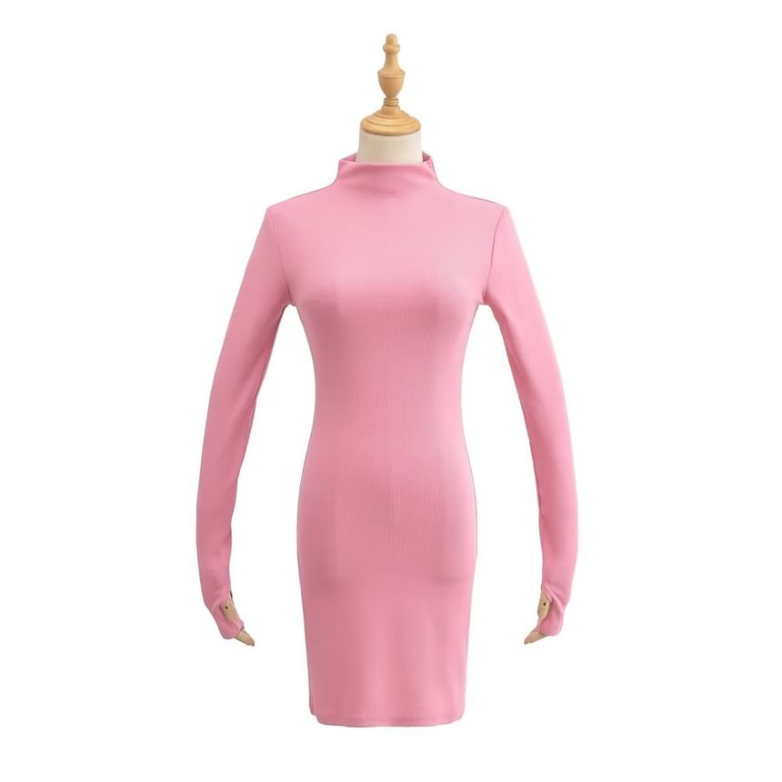 Osion - Mini-jurk met lange mouwen en een geplooide hals