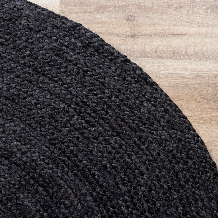 Jute vloerkleed Fair - Rond Zwart  | 100% natuurlijk