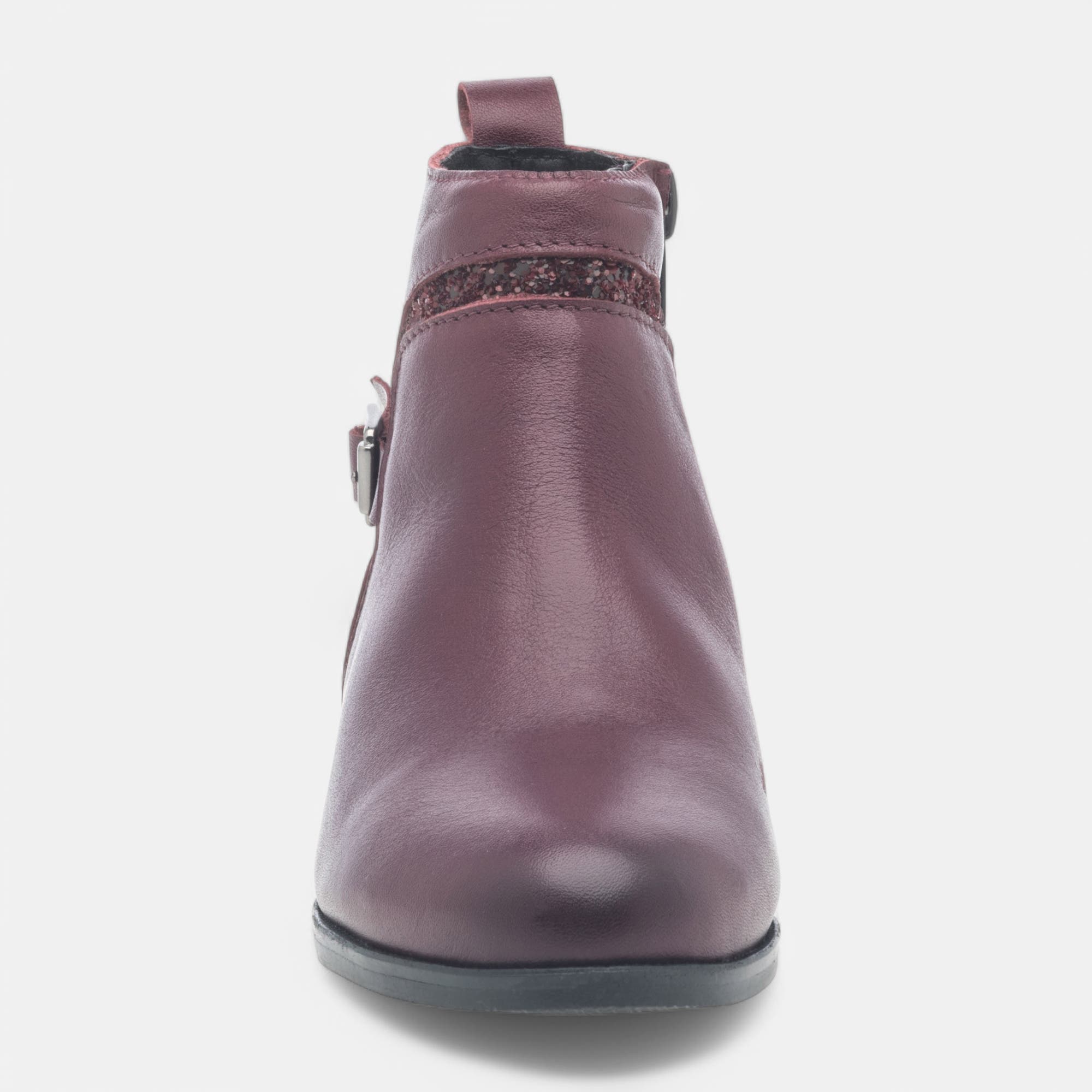 Bottines Fille en cuir bordeaux