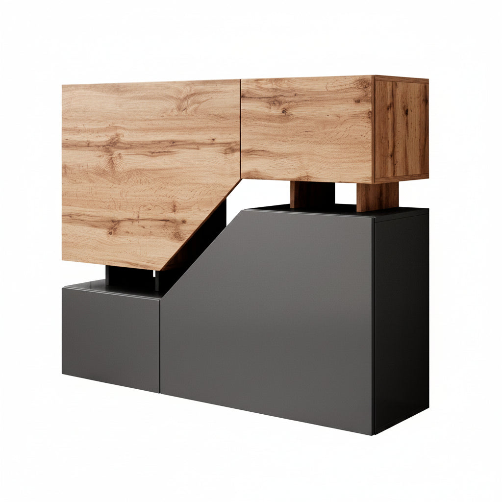 Canberra - Dressoir - Eiken/antraciet - 120x35x100 cm
