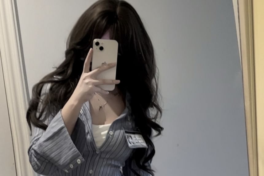 Girls Supply - Gestreept slim fit overhemd met lange mouwen