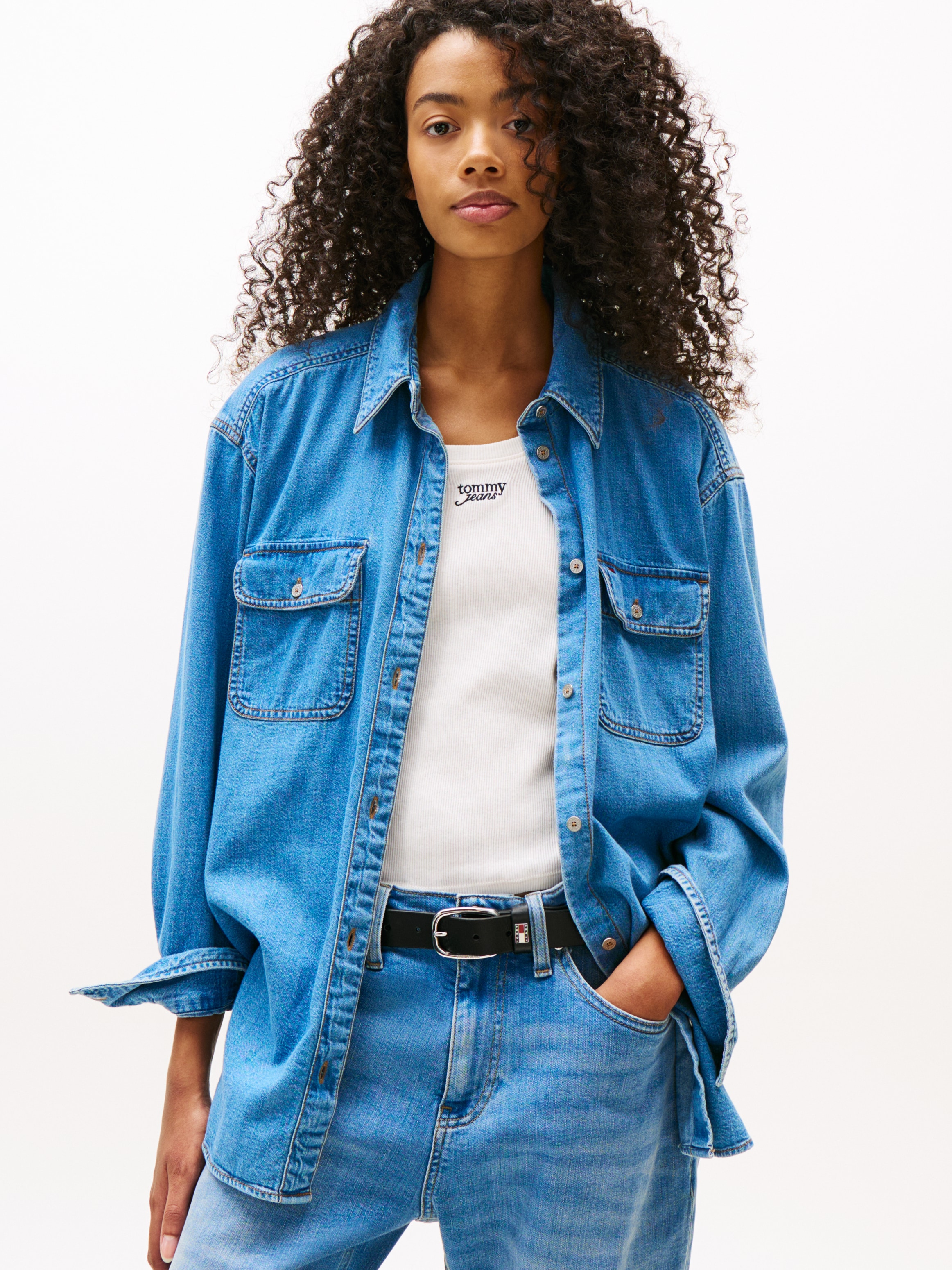 Tommy Jeans Jeansbluse »LS RELAXED DENIM SHIRT EXT«