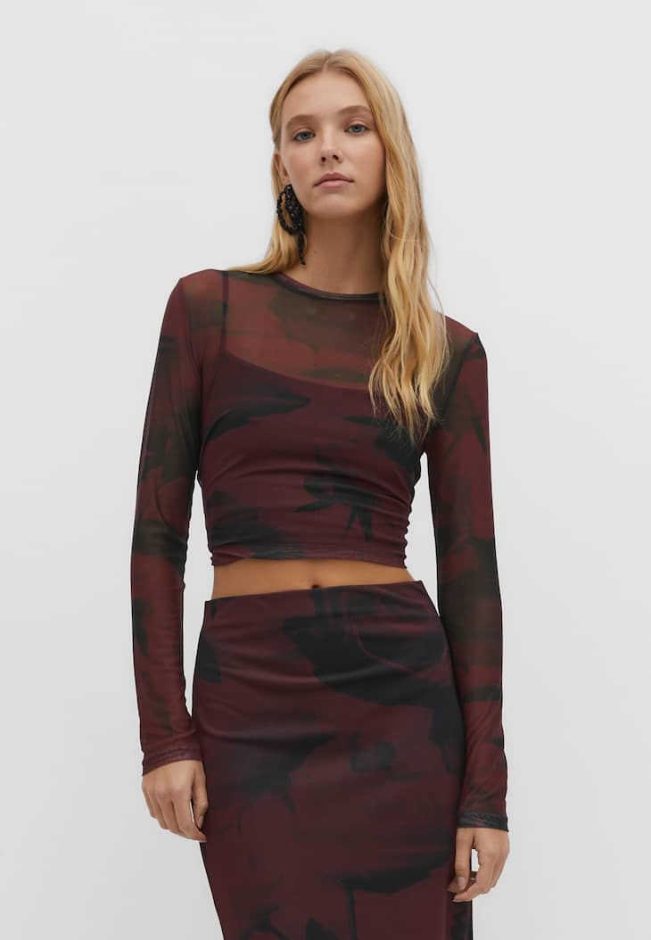 Camiseta de tule estampada