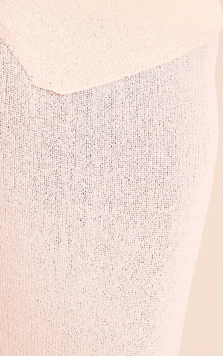 Crème Jupe Longue Taille Basse En Maille À Pompons