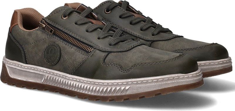 Rieker - Heren Sneakers - Olijfgroen - Kunstleer - Ruimere Pasvorm