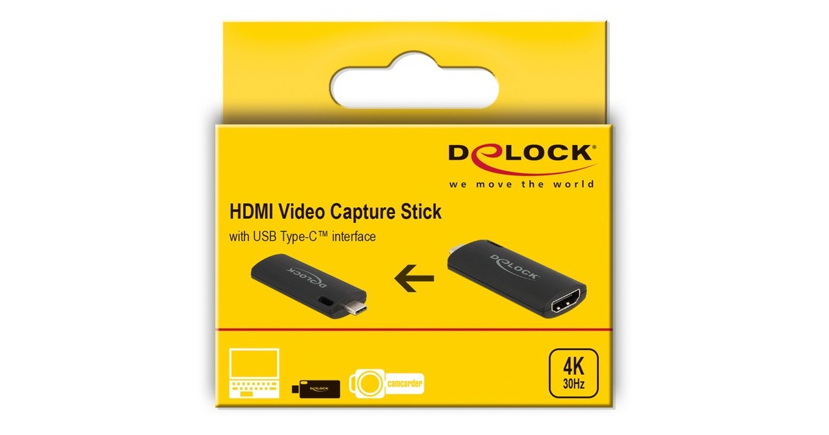 DeLOCKHDMI Video Capture Stick USB-C adapter  (Zwart)