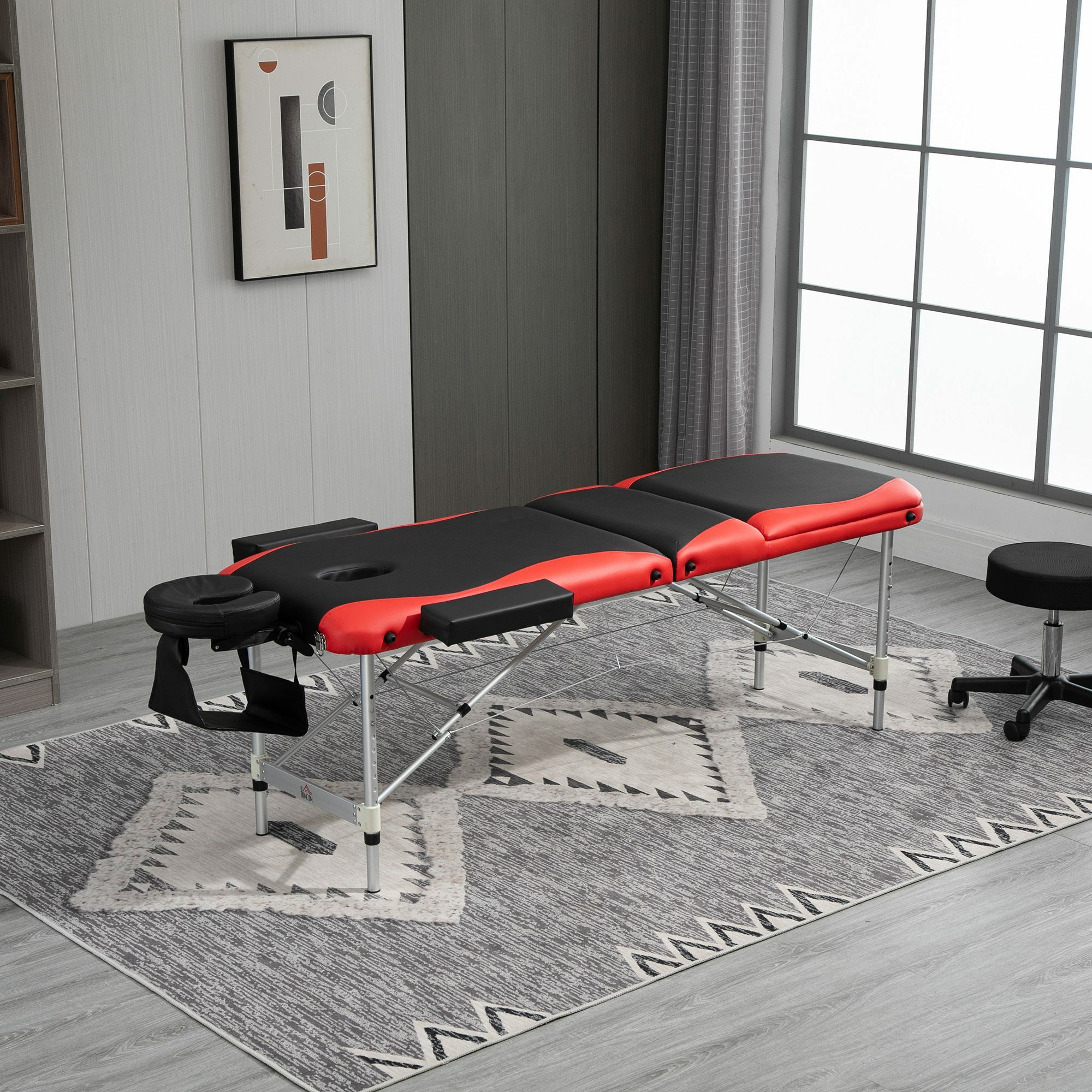 HOMCOM Massageliege mit leichtem Alurahmen, zusammenklappbar und gepolstert 215 x 60 x 61-84 cm (BxTxH)
