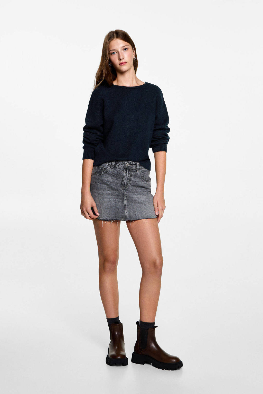 MANGO TEEN gebreide trui donkerblauw