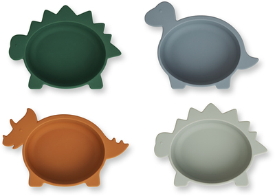 LIEWOOD Iggy Dino Skåler Silikon 4-Pack, Blue Multi