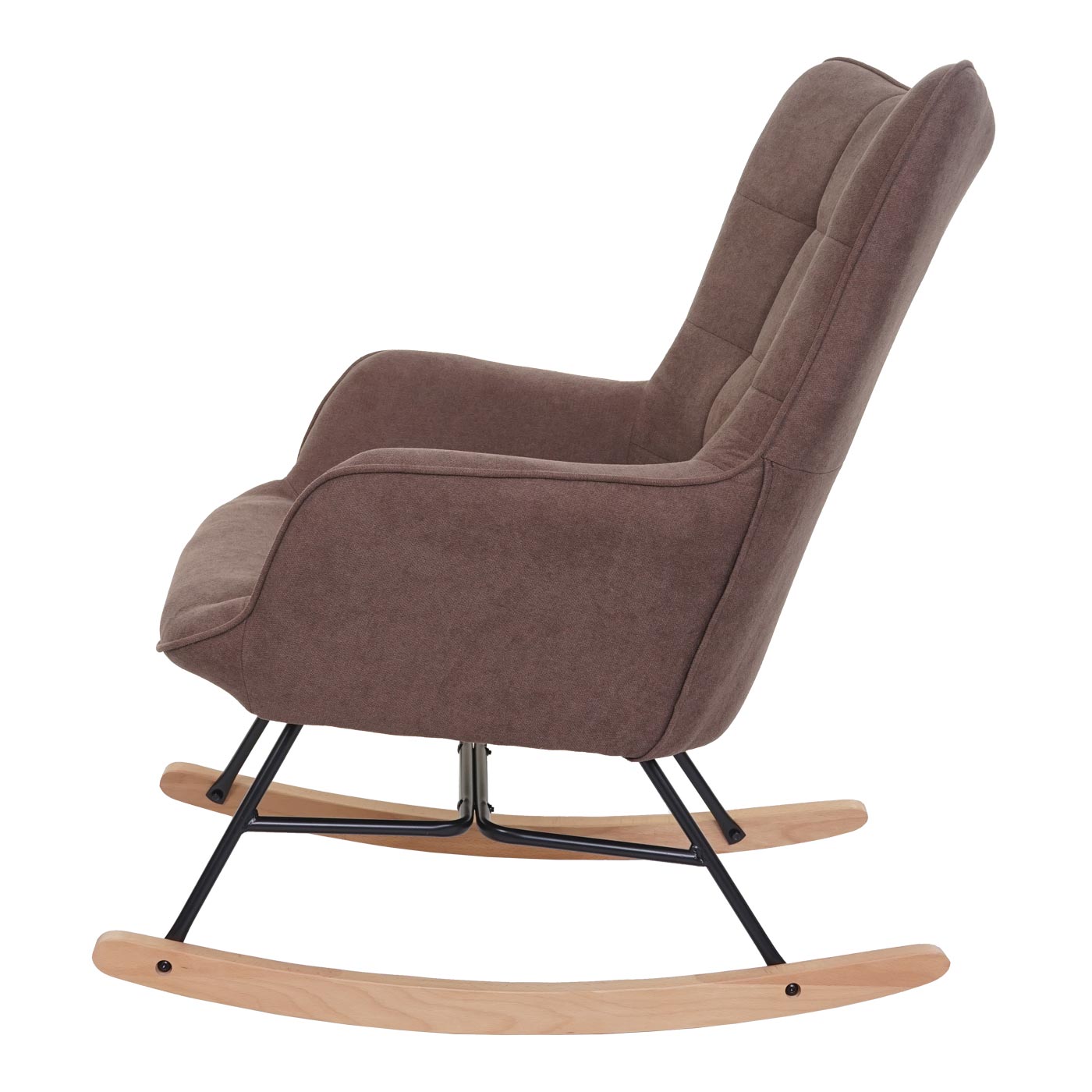 Schaukelstuhl MCW-K36, Schwingstuhl Relaxsessel Fernsehsessel, Stoff/Textil ÖKO-TEX ~ braun