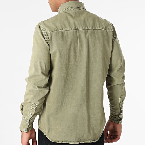 Chemise Jean Manches Longues Vert Kaki