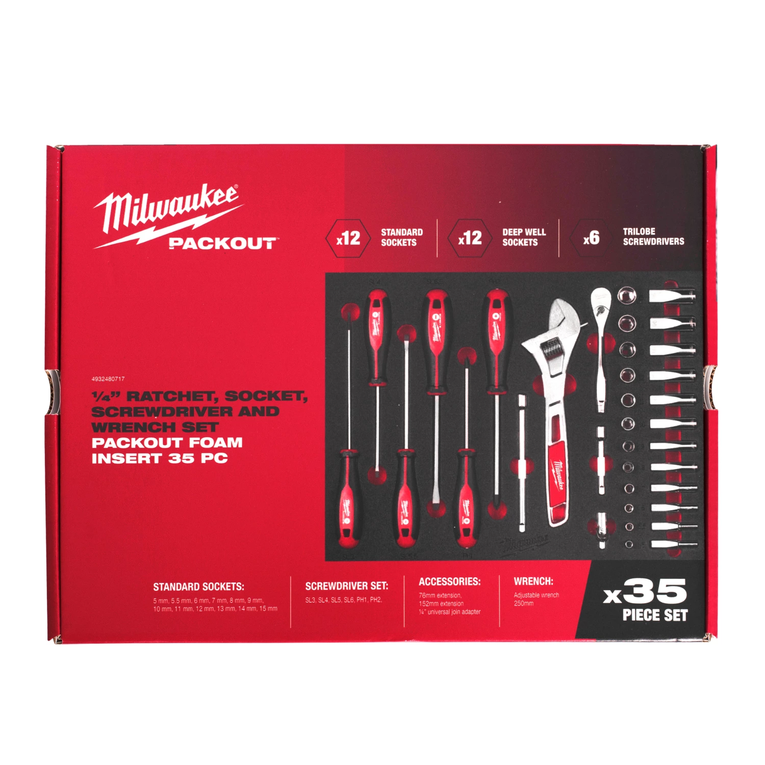 Milwaukee 4932480717 Foam Inlay doppenset 1/2'' PACKOUT™
