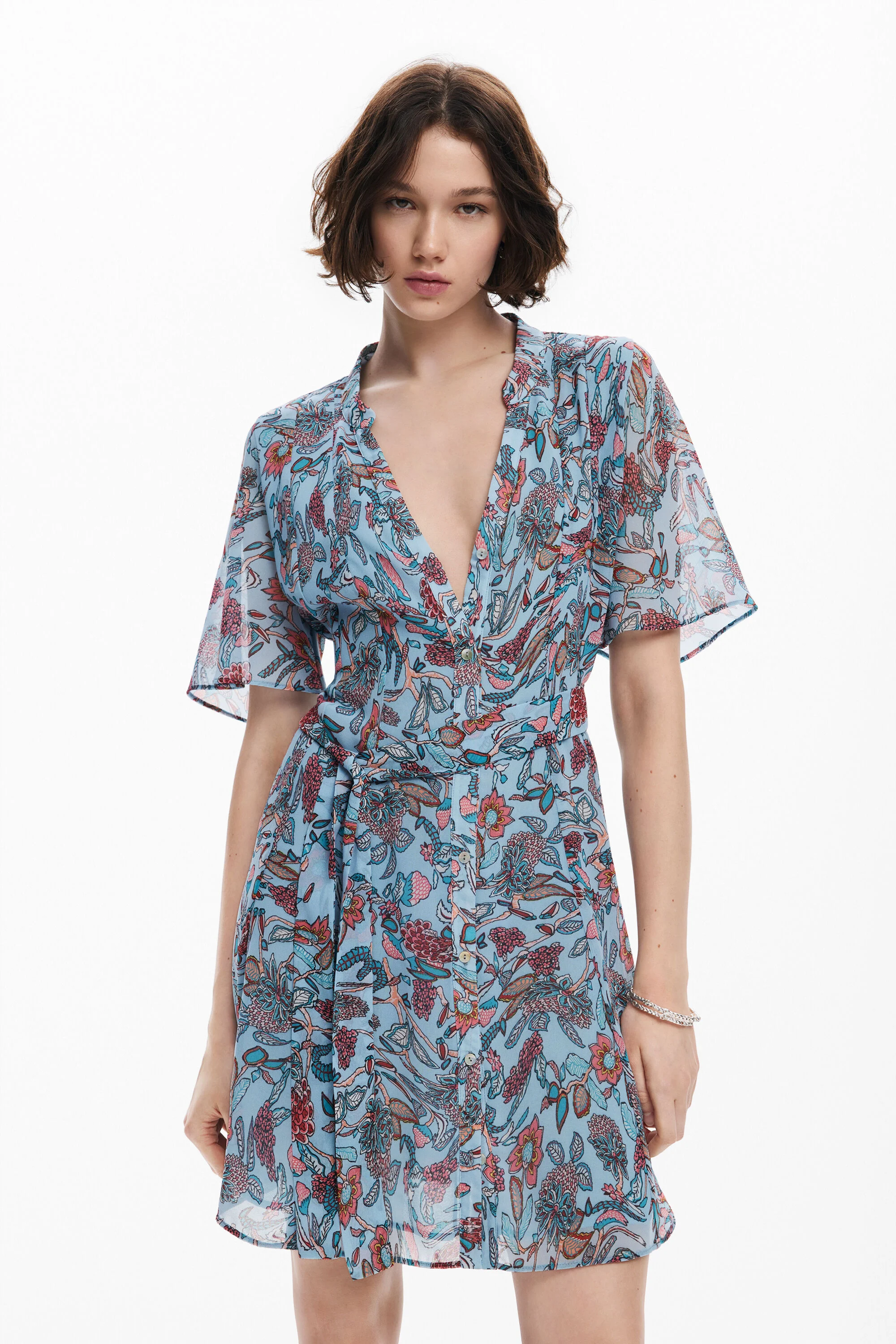 Vestido midi com estampa floral