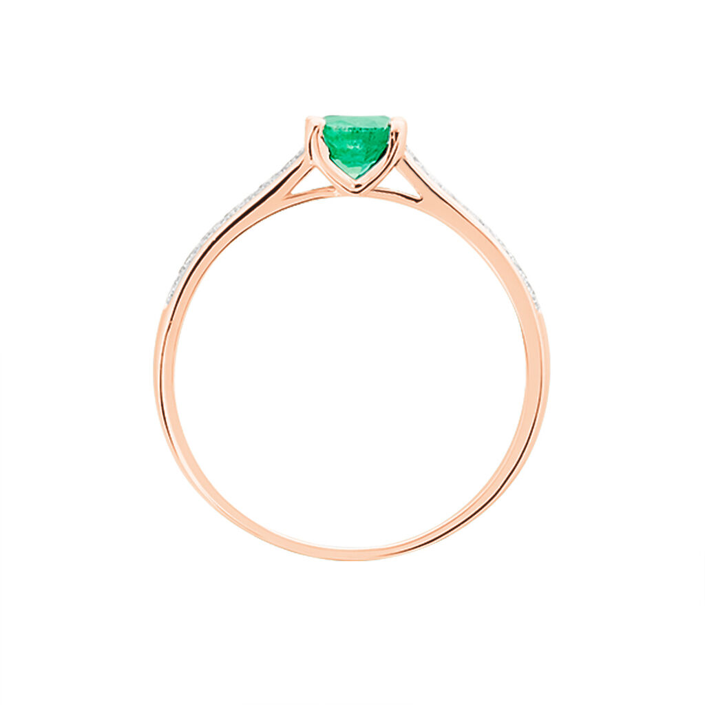 Bague Crista Or Rose Emeraude Et Diamant