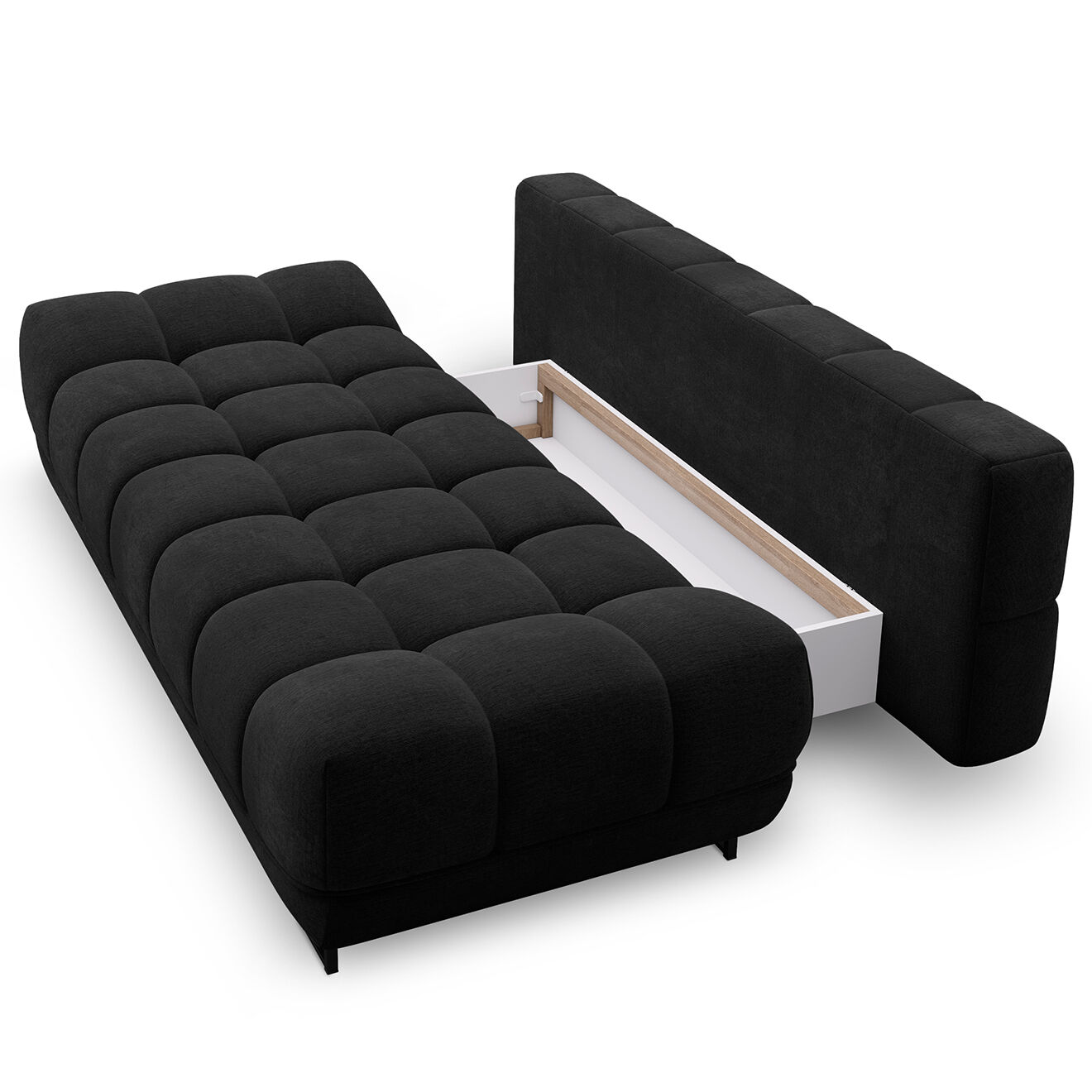 Windsor & Co Canapé convertible avec coffre de rangement Cirrus noir - 215x112x90 cm