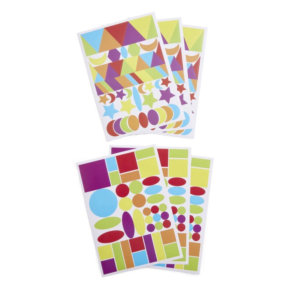 Lot de 5 planches de gommettes autocollantes multicolores