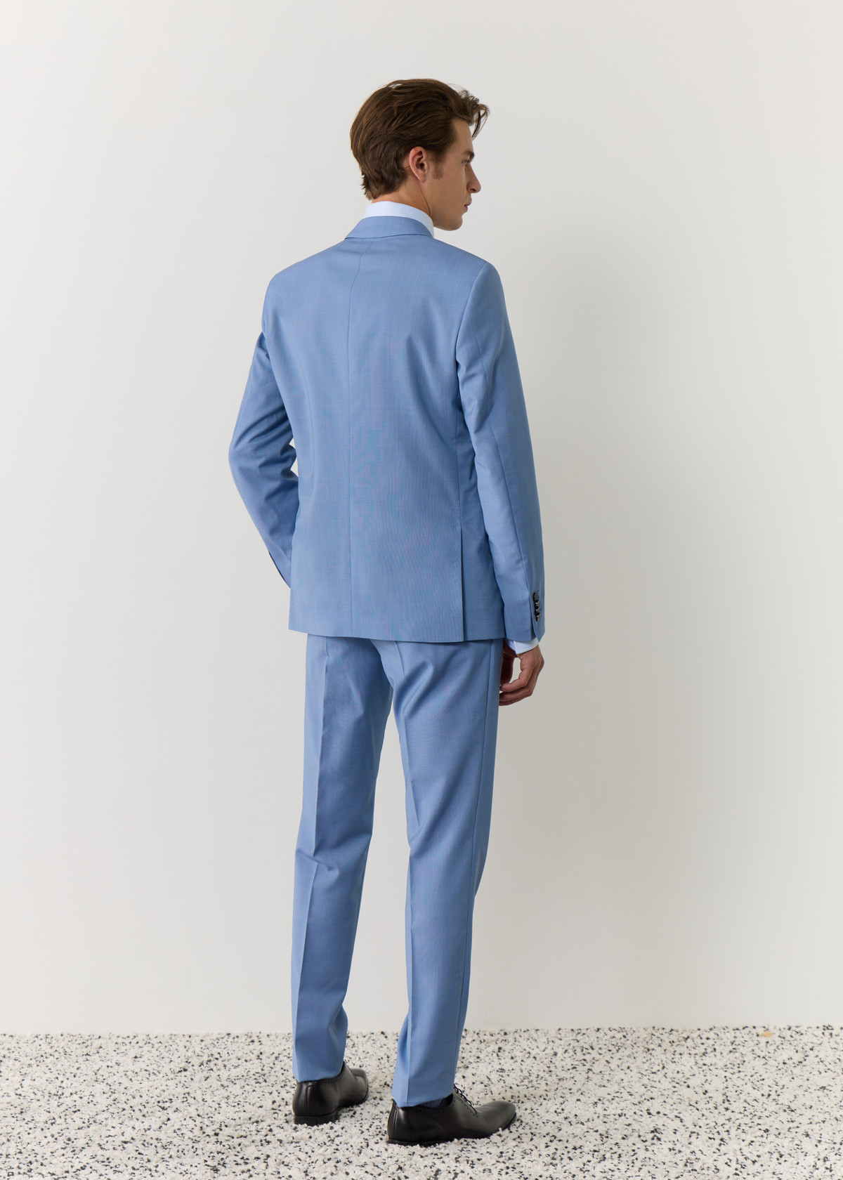 Costume 2 pièces Slim en laine unie bleu ciel