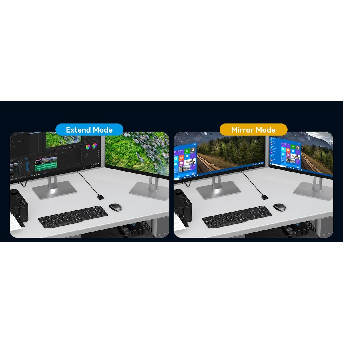 NÖRDIC KVM-svitsj 2 til 2 DisplayPort & HDMI, 8K60Hz/4K120Hz, 4x USB-A