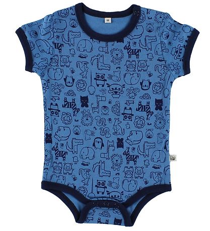 Pippi Baby Bodies k/ä - 4er-Pack - Blau/Hellblau m. Muster
