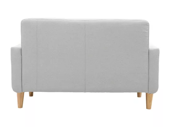 Canapé scandinave 2 places en tissu gris clair et bois clair LUNA
