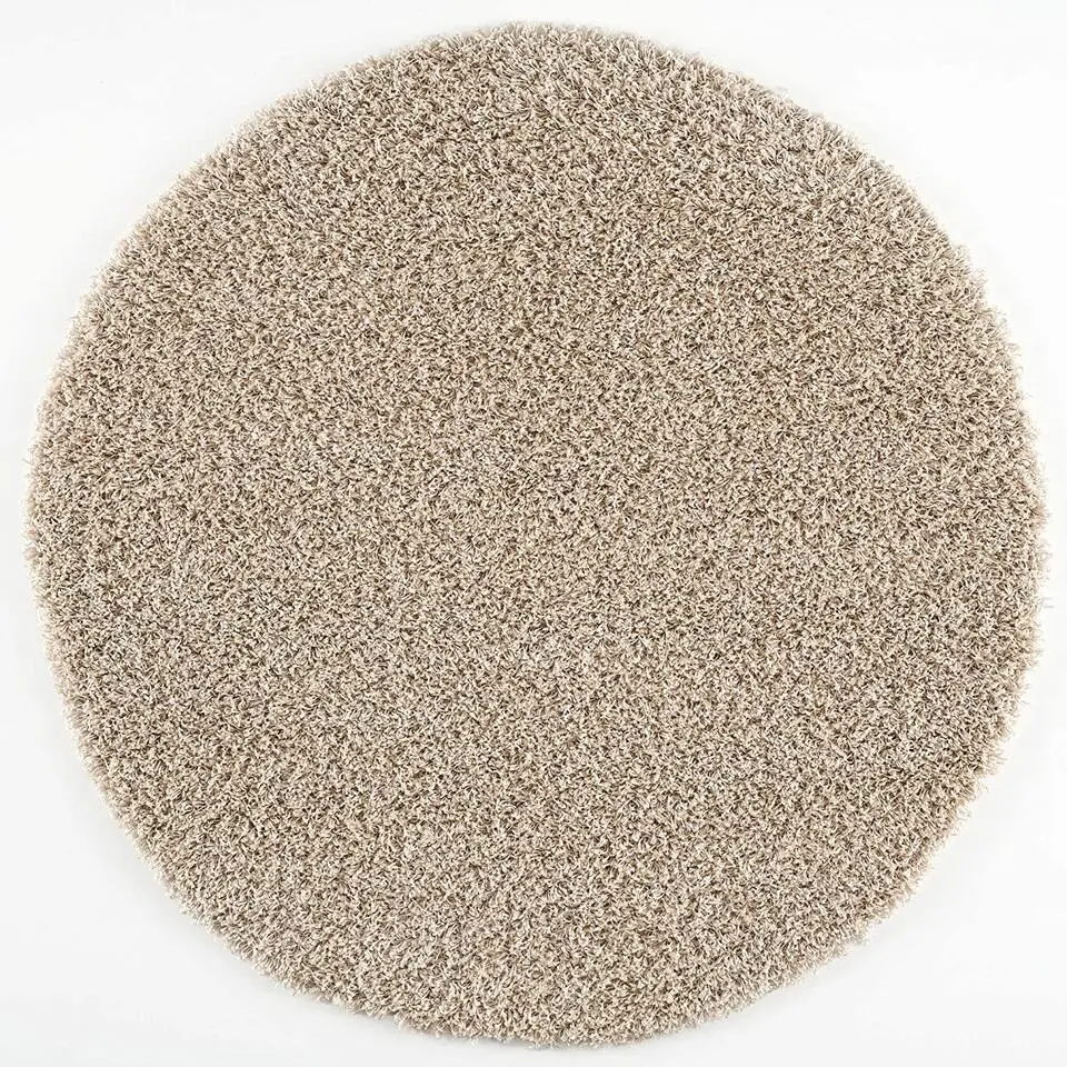 Loca Shaggy Rond Vloerkleed Beige Hoogpolig - 150 CM ROND