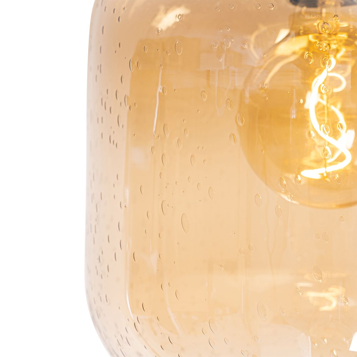 Design plafondlamp messing en amber glas - Zuzanna