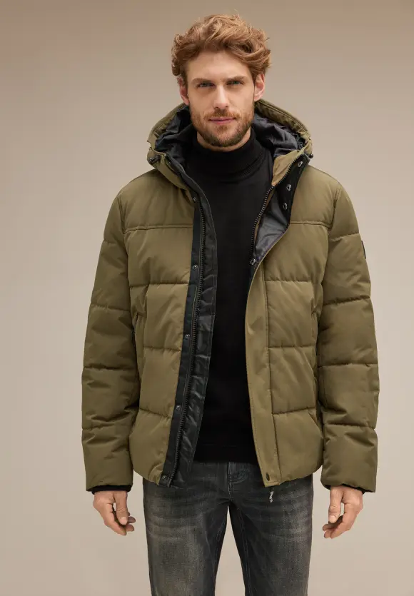 Steppjacke mit Kapuze - burnt olive