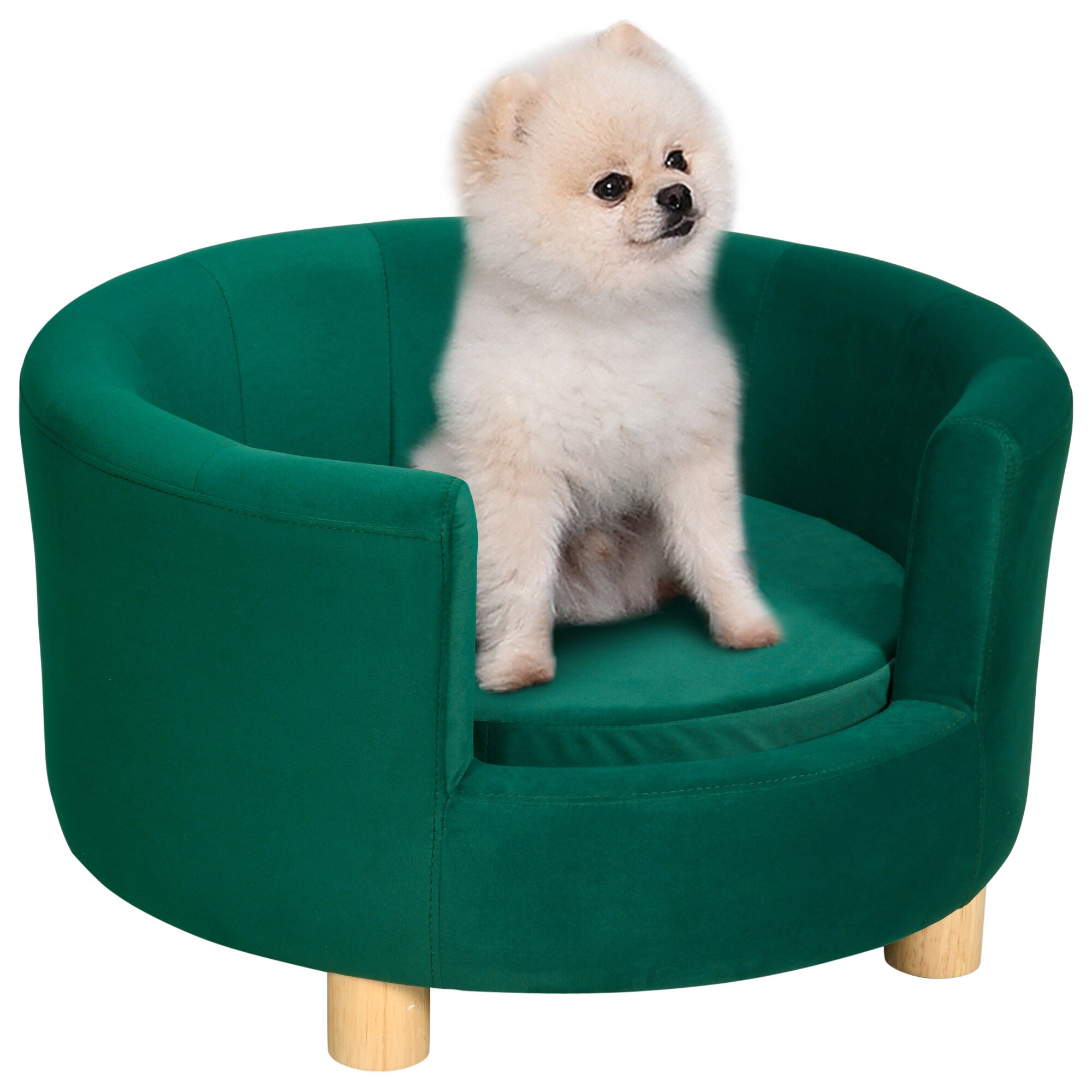 PawHut Hundesofa mit kuschligem Stoffbezug grün 65 x 64 x 37 cm (BxTxH)