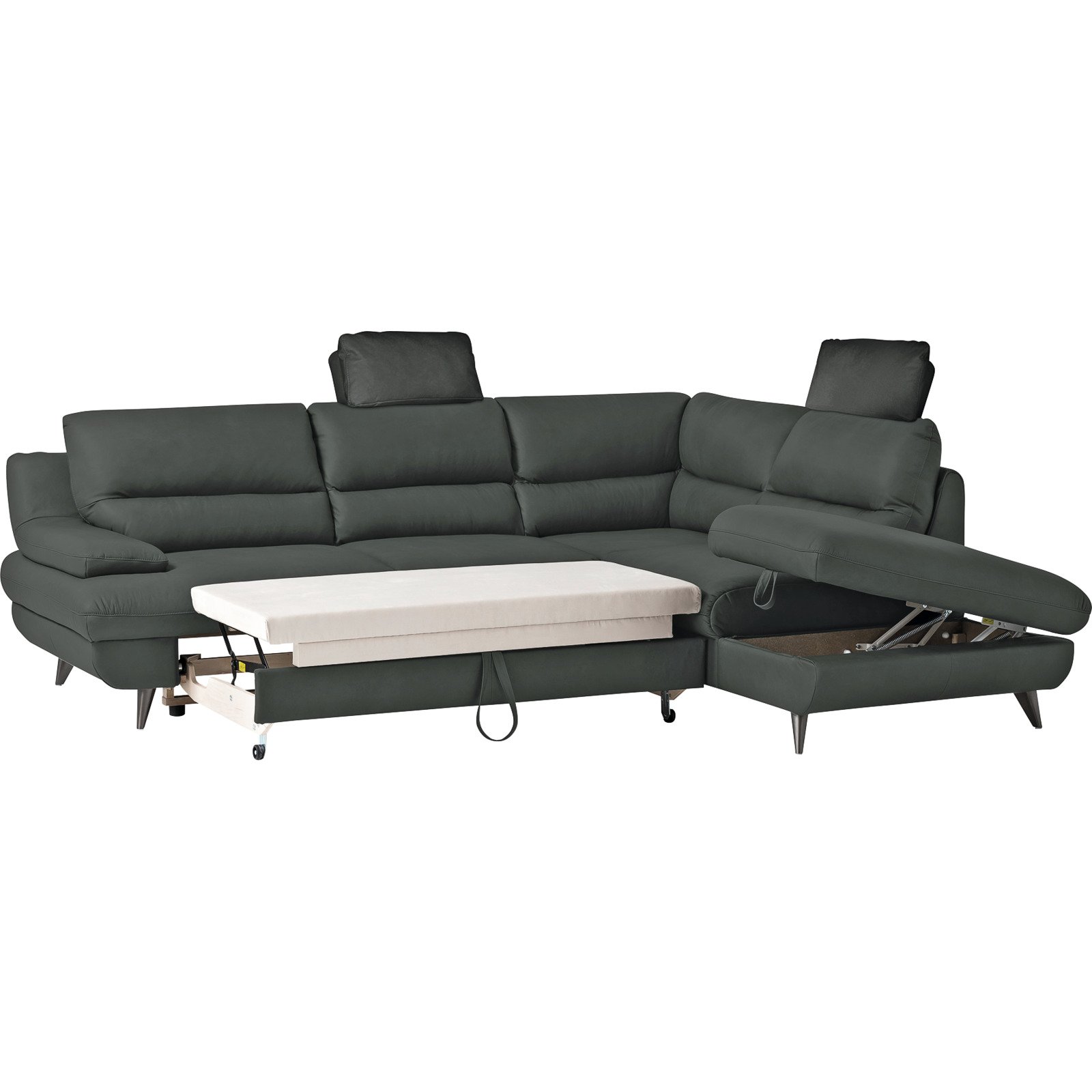 Ecksofa Pike Leder, Ottomane rechts fango
