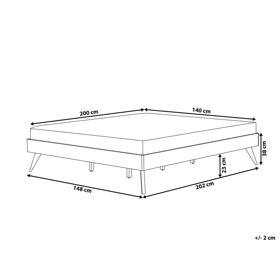 BERRIC - Tweepersoonsbed - Lichthout - 140 x 200 cm - MDF