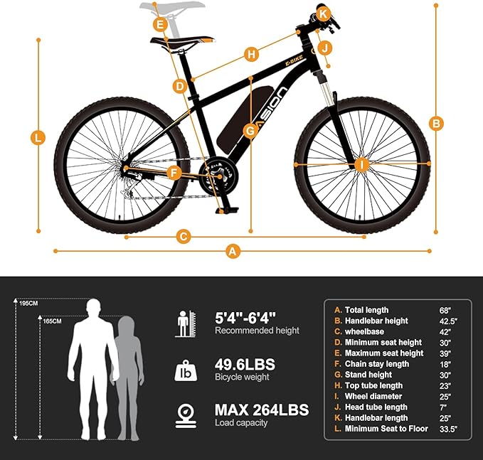 Jasion EB5 Electric Bike for Adults with 360Wh Removable Battery, 40Miles 20MPH Commuting Electric Mountain Bike with 350W Brushless Motor, 7-Speed, 26