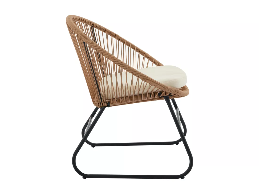 Salon de jardin en résine tressée : 2 fauteuils et une table basse - Naturel clair - PISALE de MYLIA