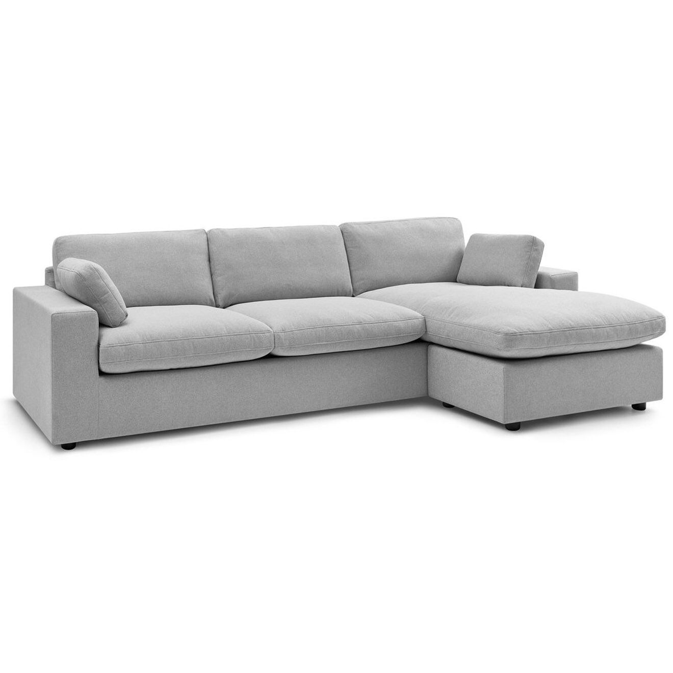 Bobochic Canapé d'angle fixe réversible belair gris clair - 280x139 cm