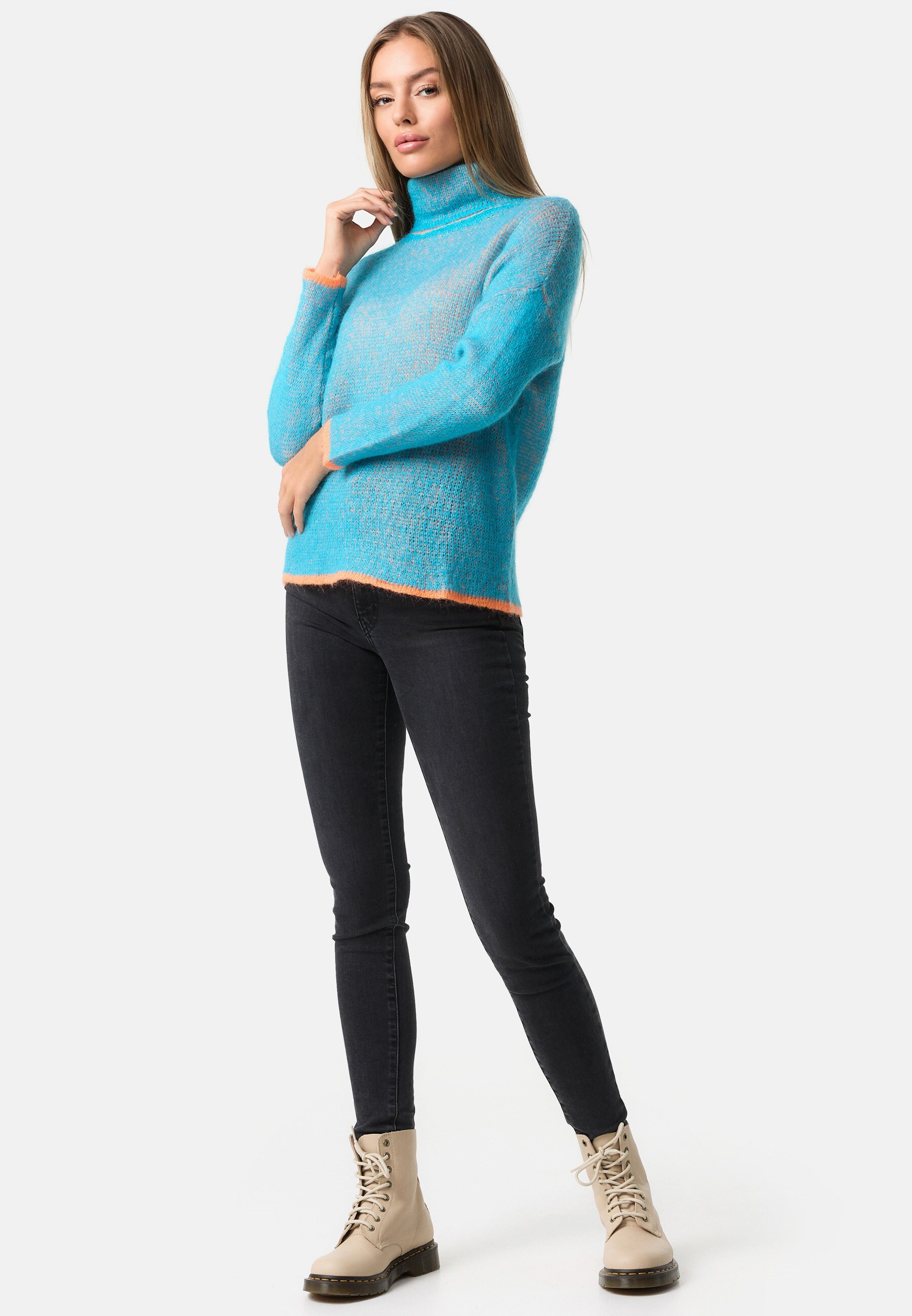PM SELECTED Damen Warmer Rollkragen Strickpullover Pullover in Einheitsgröße PM70