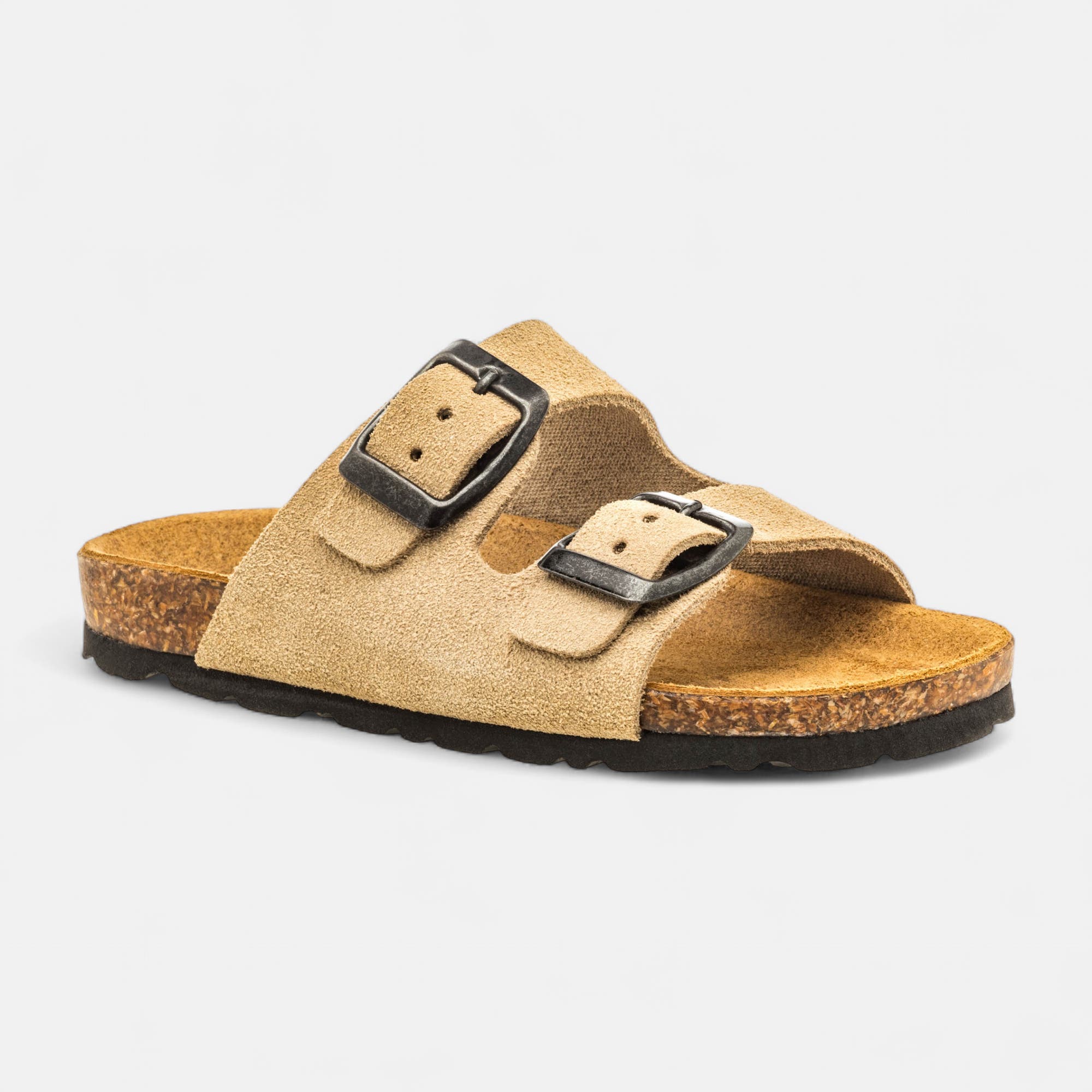 Mules semelle liège Garçon en cuir taupe