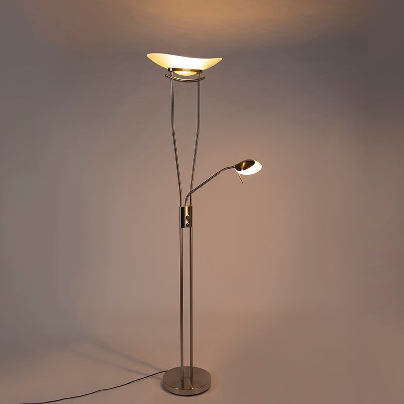 Moderne vloerlamp staal incl. LED en dimmer - Lexus