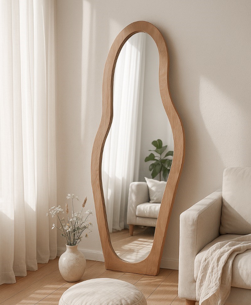 Livingfurn Olivia staande spiegel organisch 200cm naturel