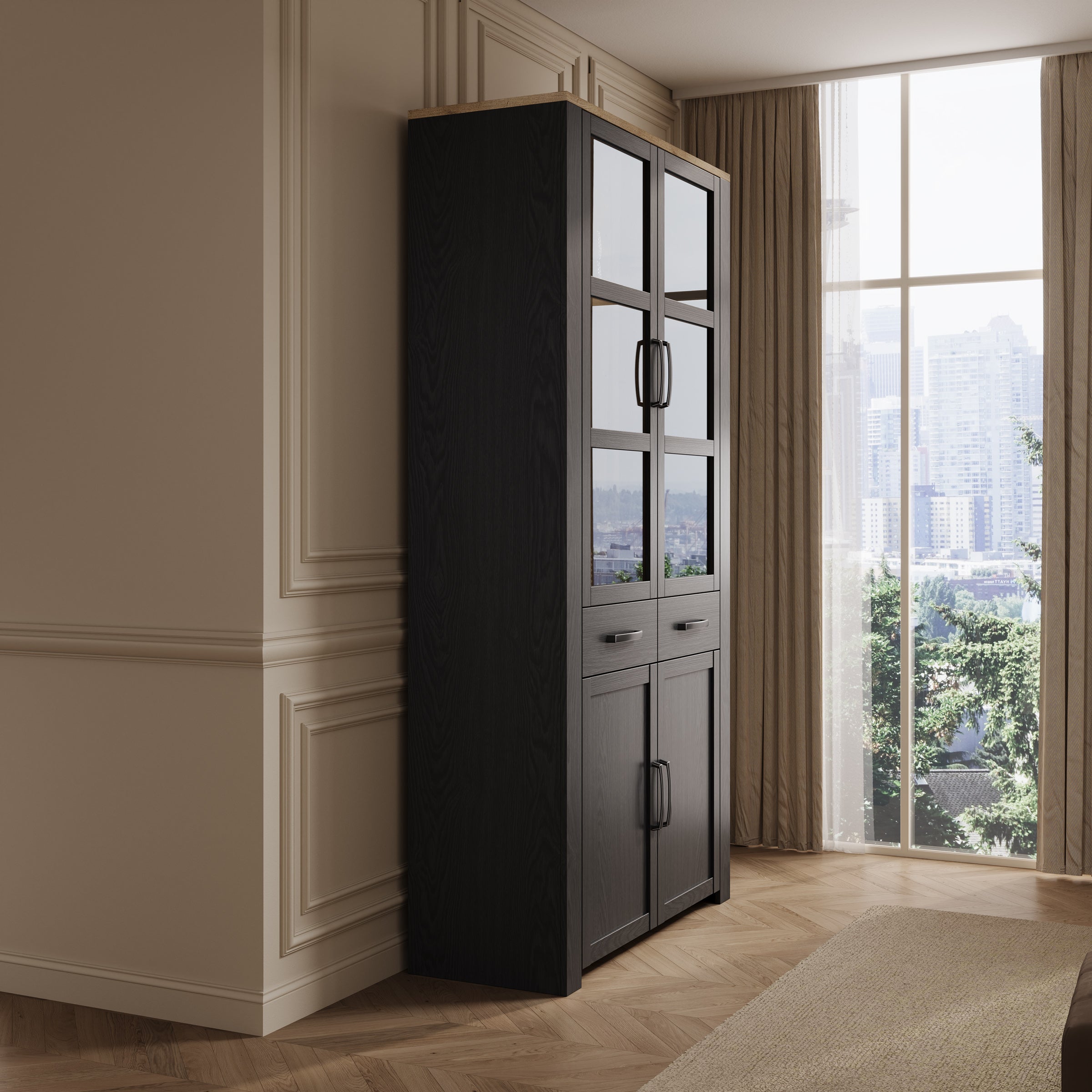 Borello - Buffetkast - Zwart - 106x42x205 cm