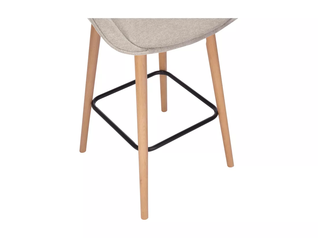 Lot de 2 tabourets de bar en tissu texturé et hêtre - Beige - MASURIE