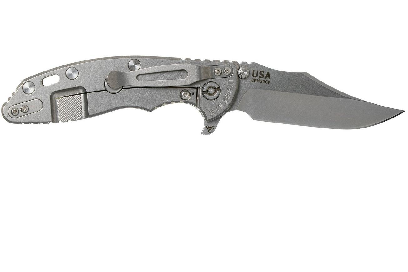 Rick Hinderer XM-18 3.5 Bowie 20CV Stonewash, Transparant Green G10 zakmes