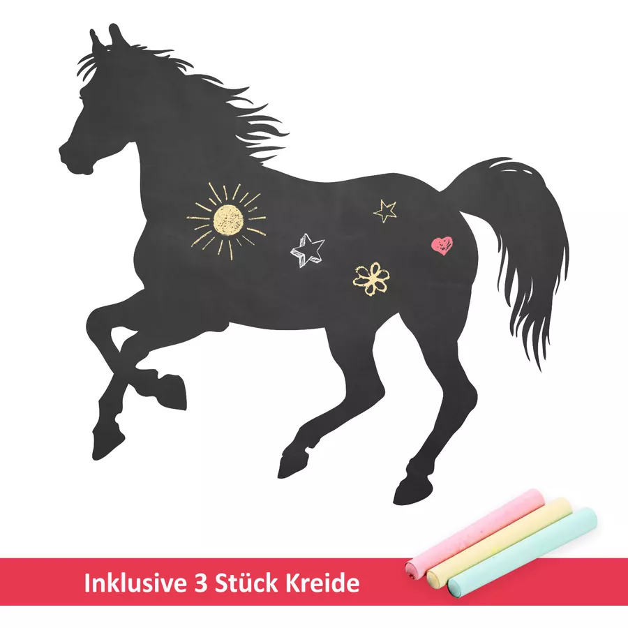 Nikima Wandtattoo 007 Pferd 2 - selbstklebende Tafelfolie Kreidefolie inkl. 3 Stück Kreide schwarz