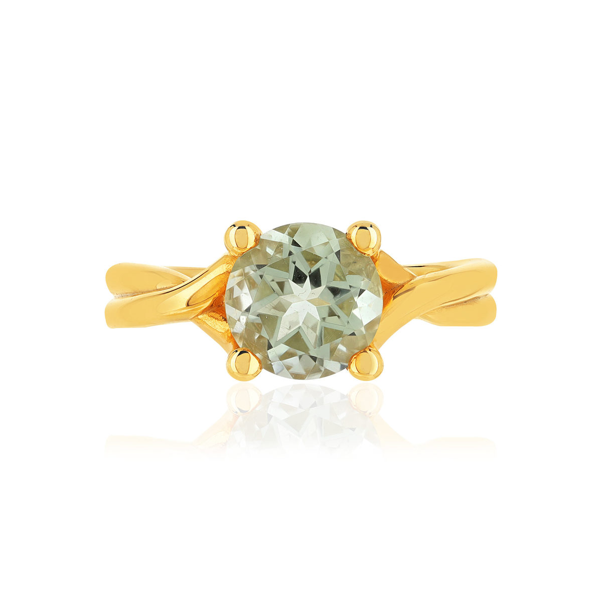Bague or 375 quartz vert