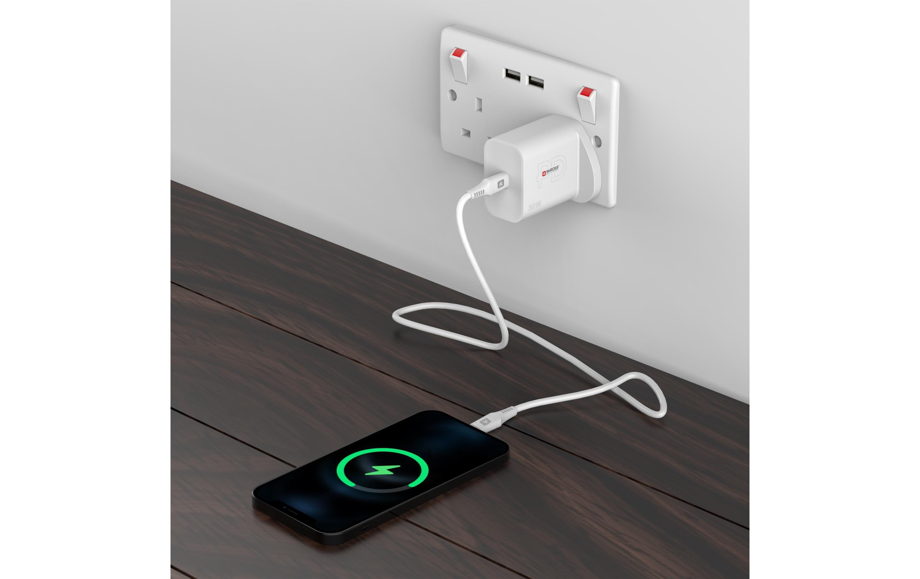 USB-Wandladegerät USB-C Power Delivery, UK, 30 W, WeissKraftvolles USB-Wandladegerät für zu Hause und unterwegs