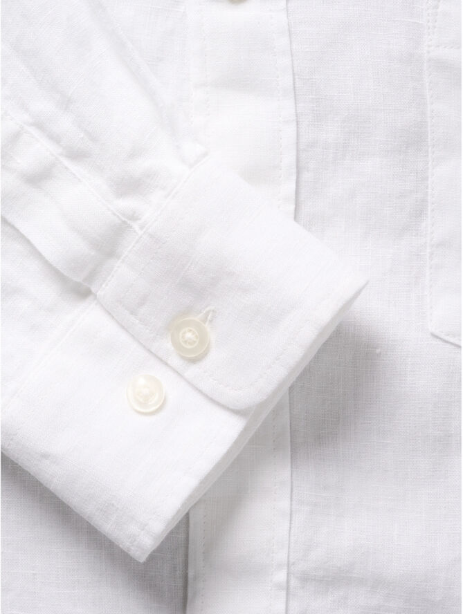 Knowledge Cotton Apparel Custom fit linen shirt GOTS/Vegan Hvid