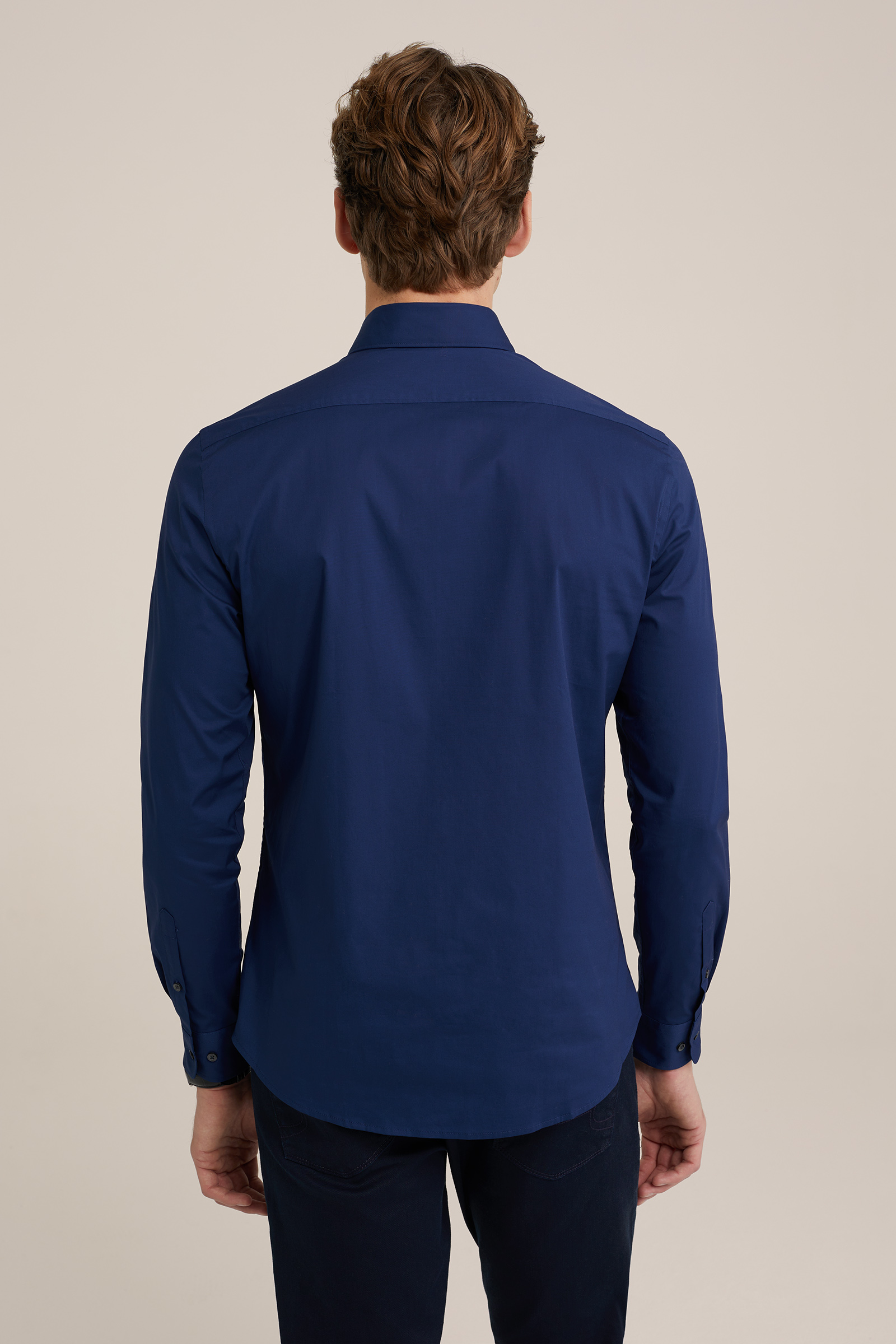 stretch overhemd Fundamentals Marineblauw