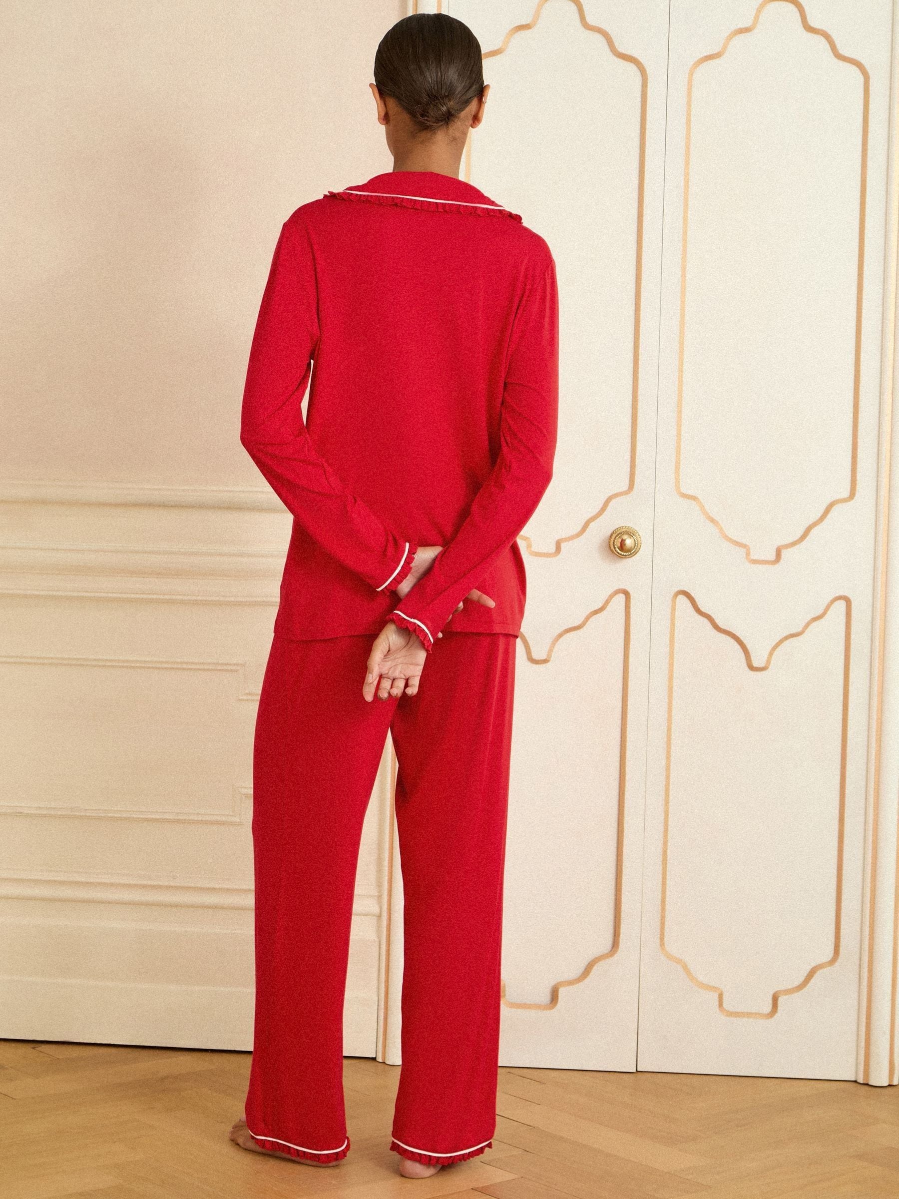Rood - Love & Roses Button Down Pyjamas Set