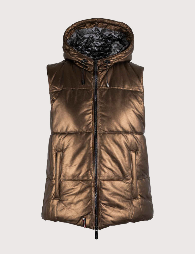 OAKWOOD GILET FEMME CUIR LAUREN METAL DORÉ