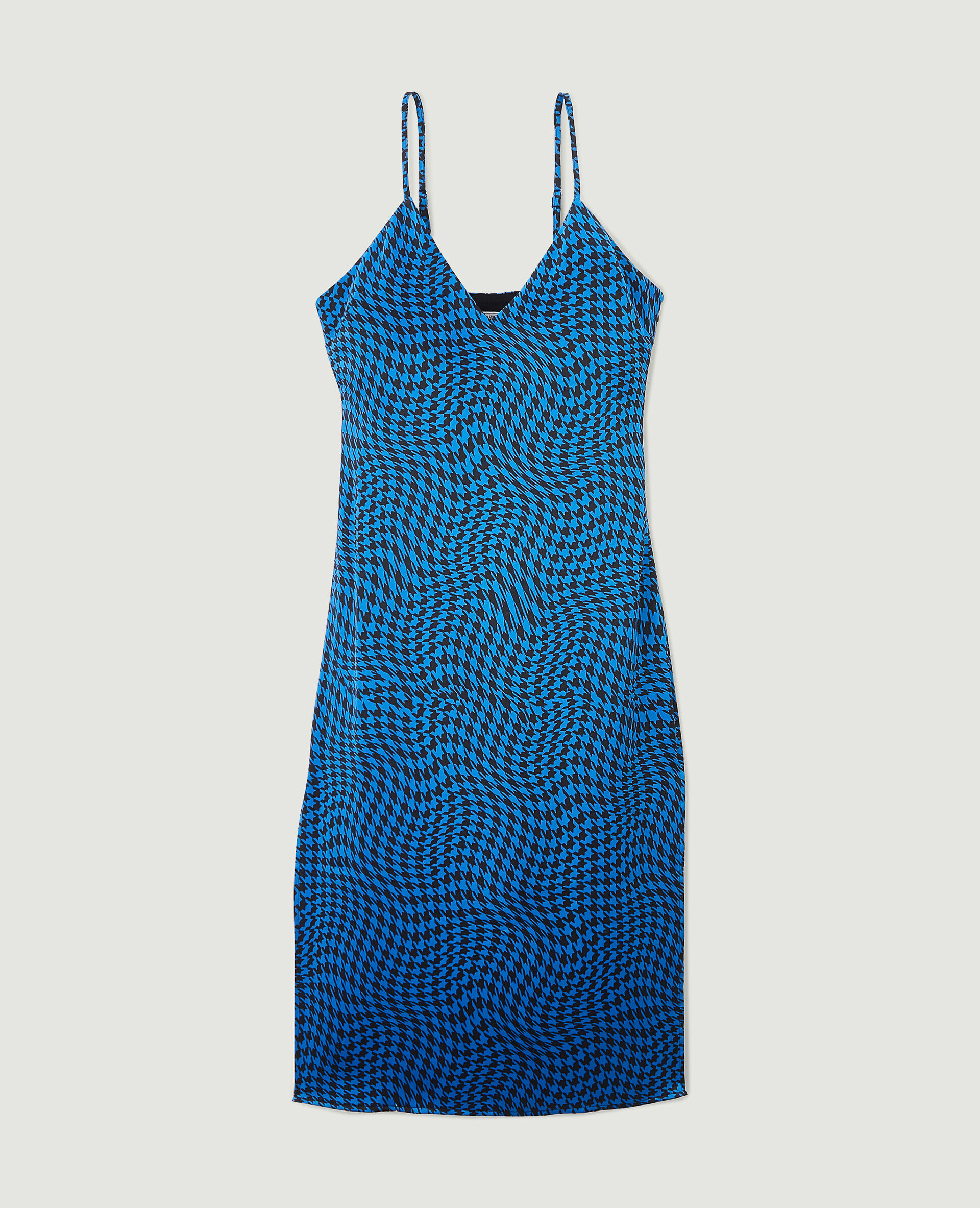 Robe midi tissu satiné - Bleu