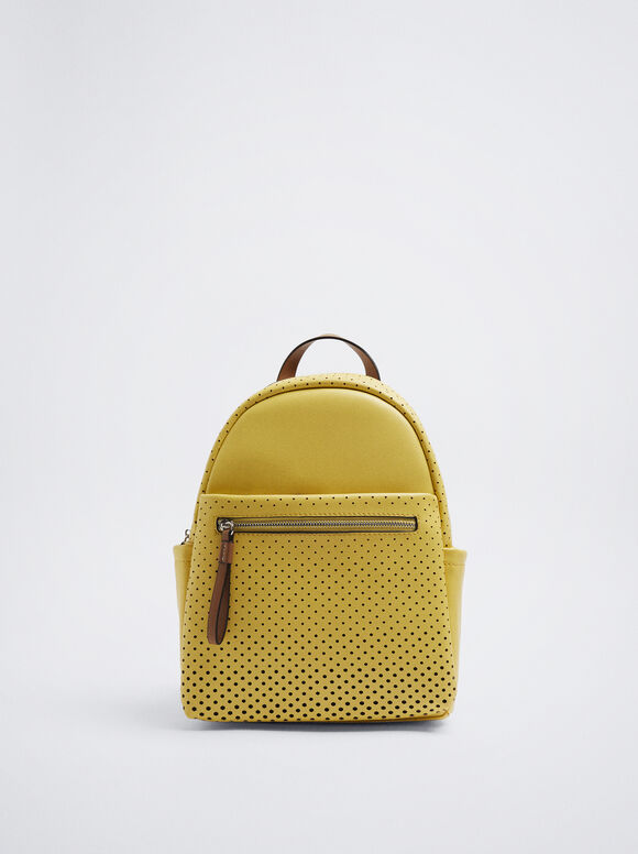 Mochila com detalhe perfurado - Amarela