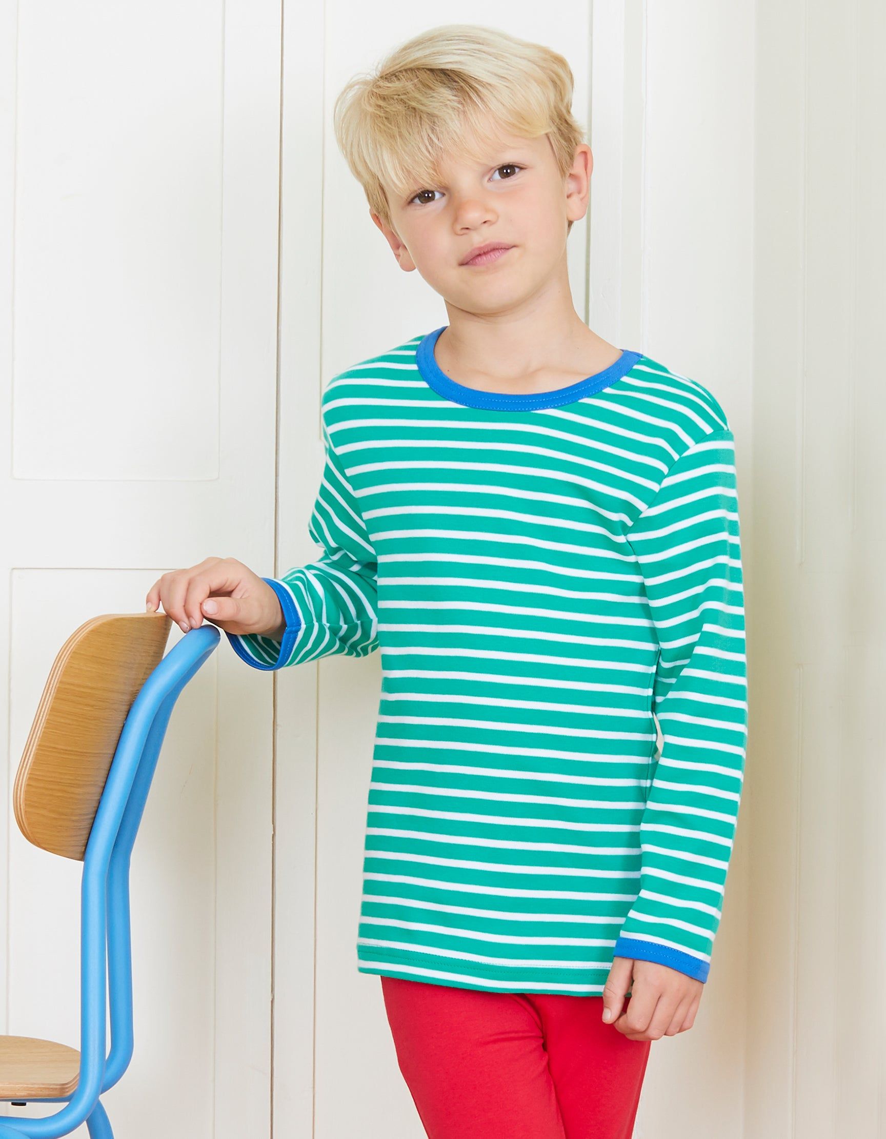 Toby Tiger Langarmshirt , grün weiß gestreift